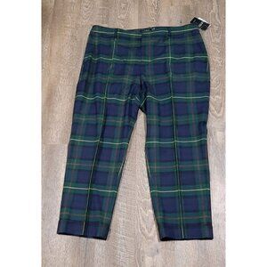 LAUREN Ralph Lauren Women's Tartan Checked Wool Blend Straight Leg Pants 16W NEW